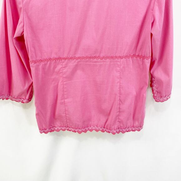 CYNTHIA STEFFE Pink V-Neck 3/4 Sleeve Blouse - Picture 6 of 9